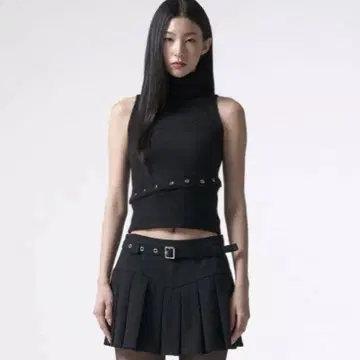 앤드왕 벨트 플리츠 미니 스커트