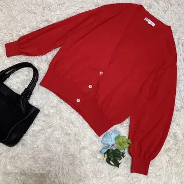 컨디션 최상 쿠미쿄쿠 얇은 소재 가디건 빨간색 오렌지 5 2XL 사이즈