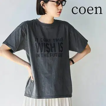 미사용 coen 피그먼트 모듬 로고 프린트 티셔츠