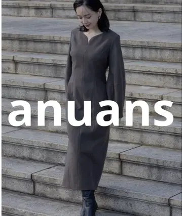 거의 미사용 anuans 긴팔 원피스 MEDIUM 카키 여성용