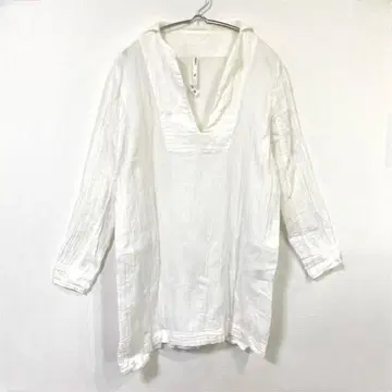 피그 런던] 튜닉 거즈 원단 마 혼방 사이드 슬릿 V 넥 F