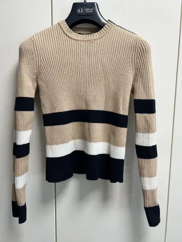 Armani Exchange 리브 니트 스트라이프 스웨터