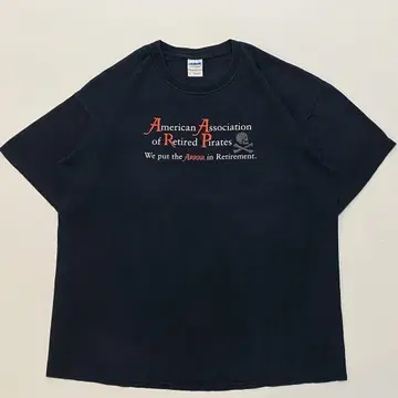 ARRRR 파이리츠 해적 전면 프린트 티셔츠 블랙 XL