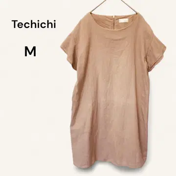 테치치 튜닉 원피스 면 린넨 코튼 린넨 프릴 소매 내추럴 M