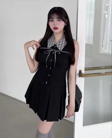 OLIVE des OLIVE 슬리브리스 셔츠 미니 원피스 블랙