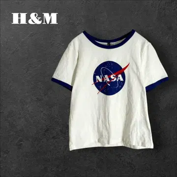 에이치앤엠] 티셔츠 숏 기장 스트레치 NASA 화이트 화이트
