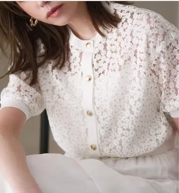 JUSGLITTY 미니 부케 가디건 화이트