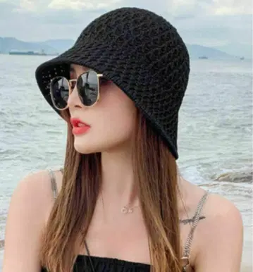 버킷햇 모자 자외선 차단 버킷햇 블랙 검정 밀짚모자 여성용