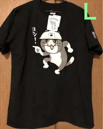 일하는 고양이 티셔츠 현장 고양이 요시! 남성용 L 사이즈 새상품