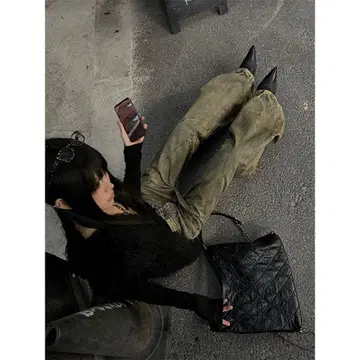 데님 와이드 팬츠 헤이세이 갸루 y2k 페어리 그런지 빈티지