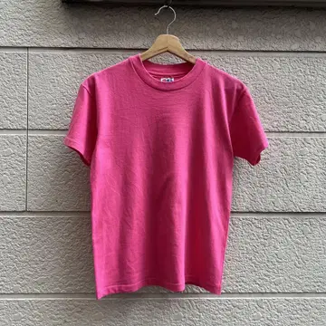 90s USA제 핑크 무지 티셔츠 헤인즈 싱글 빈티지