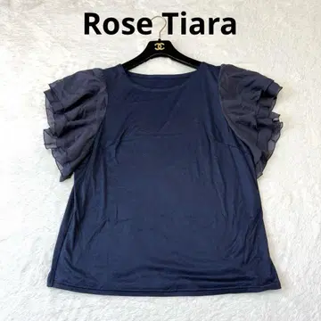 Rose Tiara 로즈 티아라 빅 사이즈 프릴 소매 티셔츠 네이비