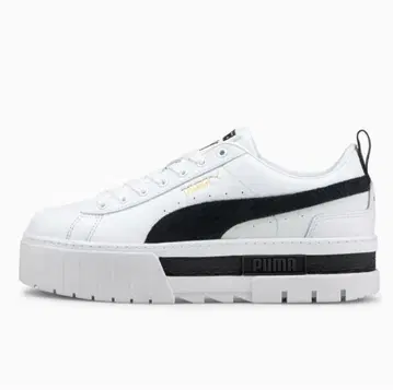 PUMA 24cm 푸마 우먼 메이즈 가죽 스니커즈 신발 블랙