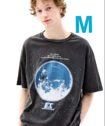 새상품급 GU E.T. 그래픽 티셔츠 다크 그레이 M 빈티지