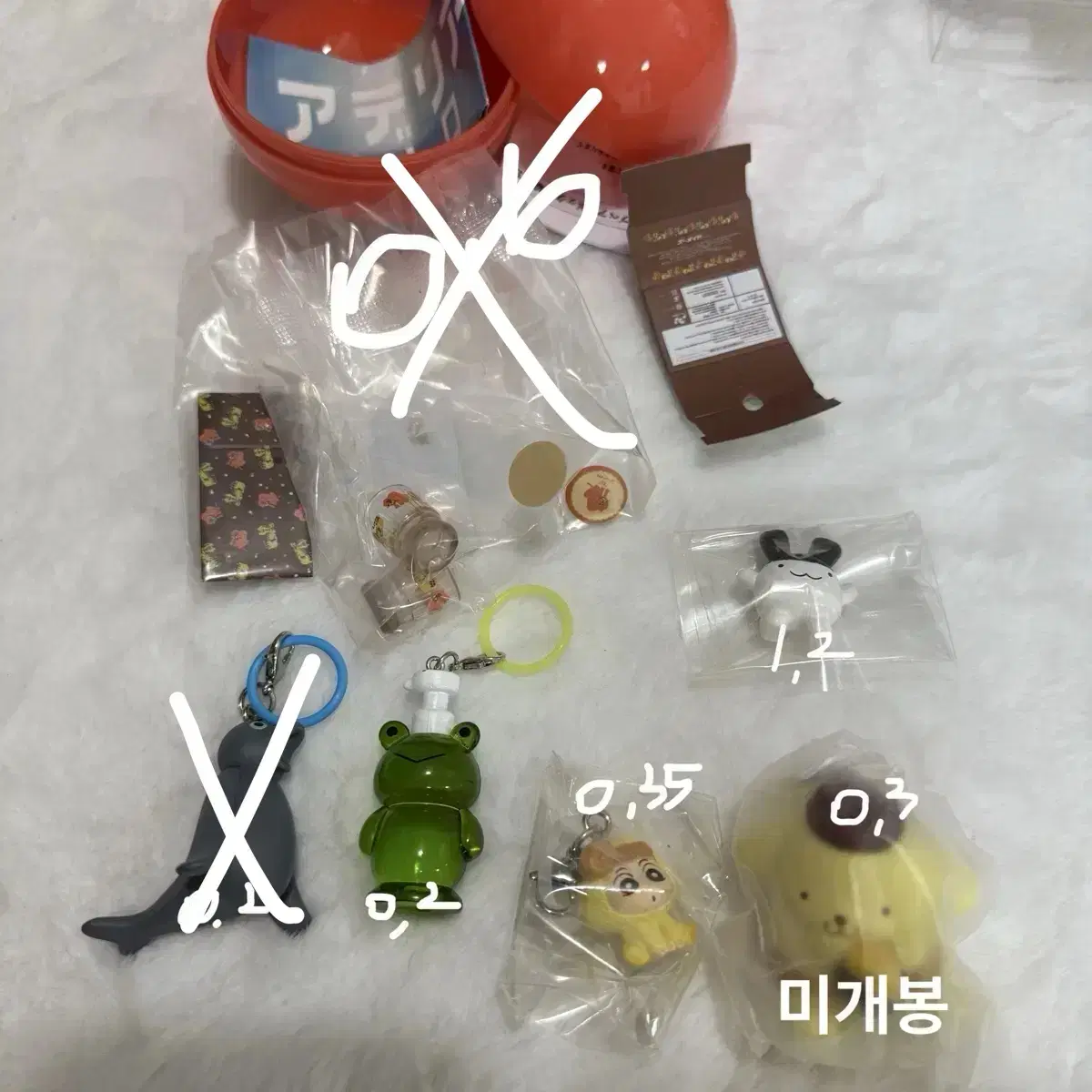 Japanese Gacha Mejirushi Sanrio Pompompurin Gacha Mimi-chi Figure Pingu Figure Key Ring Gacha