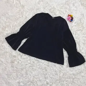 Osmosis 벨 슬리브 블라우스 블랙 오버 사이즈 성숙 캐주얼 셔츠