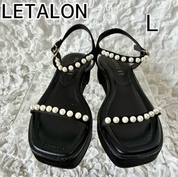 LE TALON 르 탈론 4cm 펄 플랫 샌들 L 블랙