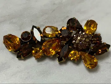 LANCETTI 란체티 브로치 오렌지 스톤 & 골드 컬러