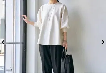 RONEL 화이트 벌룬 슬리브 튜닉