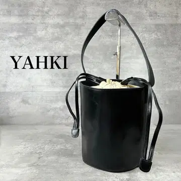YAHKI 야키 원형 가죽 버킷백 숄더백