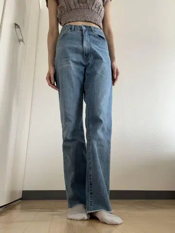 하이 웨스트 스트레이트 데님 팬츠