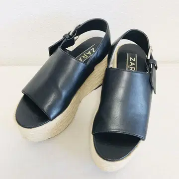 ZARA 자라 여성용 웨지 샌들 주트 블랙 사이즈 24.5