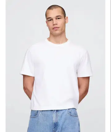 GAP 헤비 웨이트 크롭 티셔츠 쇼트 길이 화이트 흑먹색 세트