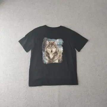 애니멀 울프 늑대 블랙 00s 90s 티셔츠 굿 레귤러