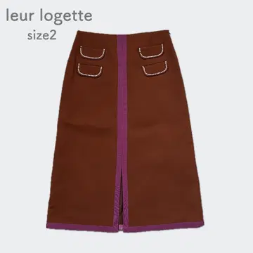 leur logette 타이트 스커트 펄 롱 기장 센터 슬릿