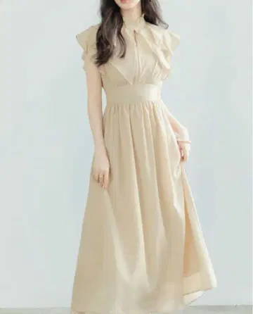 세존드파피용 프릴 칼라 롱 기장 조젯 원피스