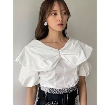 SNIDEL 스나이델 벌룬 빅 칼라 셔츠 블라우스