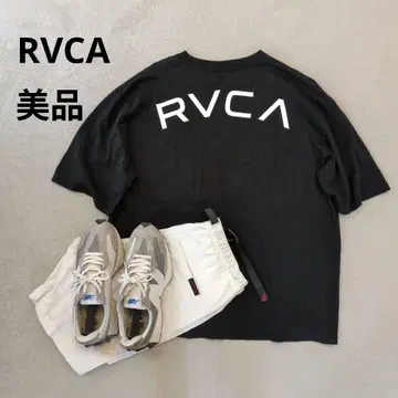 RVCA 루카 전후 로고 크루넥 반팔 티셔츠 블랙 블랙 새상품급