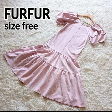 FURFUR 퍼프 슬리브 분또 원피스 핑크 프리 맥시