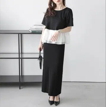 블랙 슬릿 롱 스커트