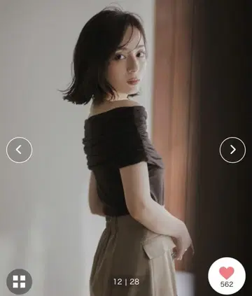 anuans 오프 숏 컷 개더 상의