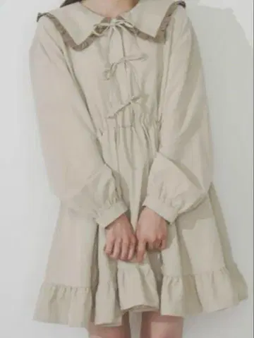메리 제니 프릴 칼라 리본 미니 원피스