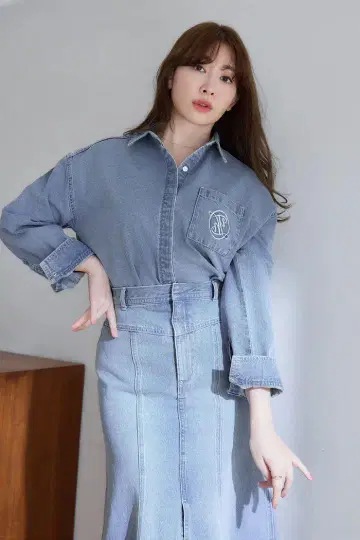 하립투 Emblem Logo Denim Shirt Jacket