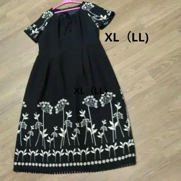 로라 애슐리 A 라인 롱 원피스 블랙 꽃무늬 XL (LL)