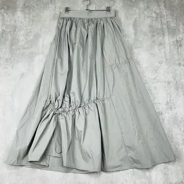 앤트마리스 아지메 드로스트 개더 스커트 그레이 볼륨 롱