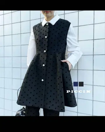 미사용 플로키 도트 파니에 펄 베스트 piccin 베스트