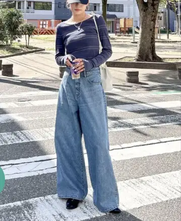 볼륨 루즈 데님 24인치 블루