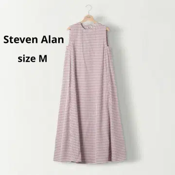 Steven Alan 체크 롱 원피스 M 슬리브리스 빨간색