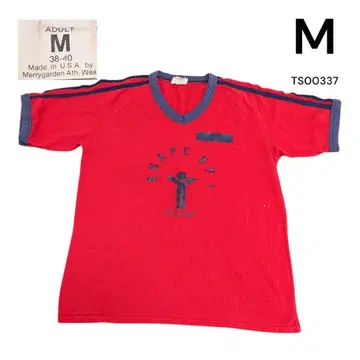 구제 의류 프린트 반팔 티셔츠 M 레드 멜리 정원 링거