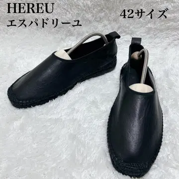 새상품급 HEREU 헤류 에스파드리유 가죽 블랙 슬립온 42