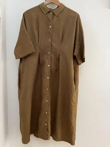 얀마 산업 린넨 가슴 턱 원피스 반팔