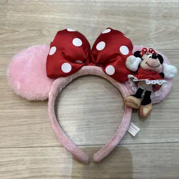 당일 발송 도쿄 디즈니랜드 미니 마우스 머리띠 핑크 봉제 인형 포함
