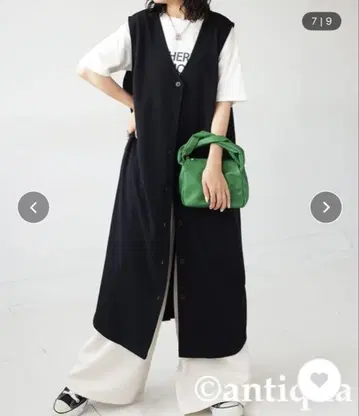 안티카 롱 베스트 검정 블랙