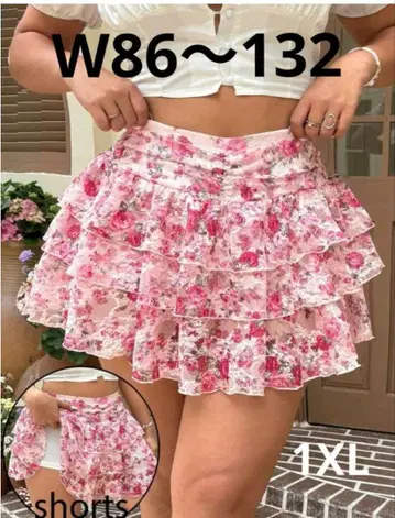 새상품 프릴 장식 꽃무늬 미니 스커트 7월 중순까지 1XL