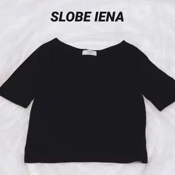 슬로브 이에나 SLOBE IENA 리브 탑 블랙 오분 소매 반팔