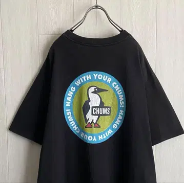 CHUMS 블랙 오버 사이즈 티셔츠